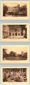 4  Postcards WARWICK CASTLE, UK~Courtyard, Great Hall & Red Drawing Room Frith's