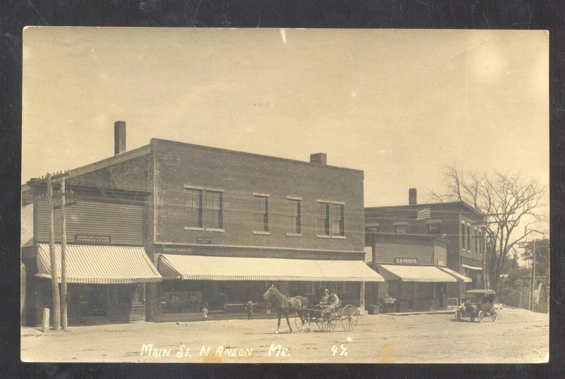 RPPC NORTH ANSON MAINE DOWNTOWN MAIN STREET SCENE REAL PHOTO POSTCARD