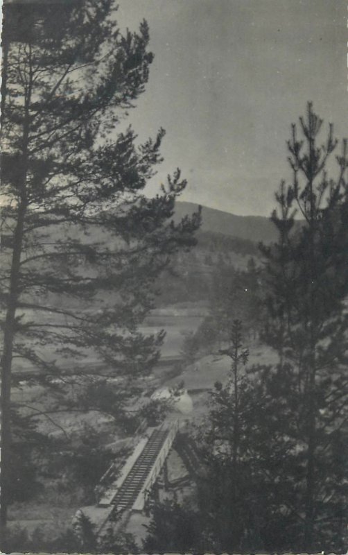 RPPC place to identify railway bridge aerial vintage snapshot