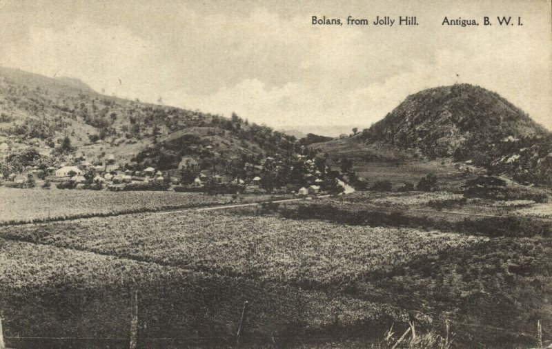 antigua, B.W.I., BOLANS, View from Jolly Hill (1910s) Postcard