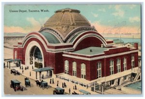 c1910s Union Depot Exterior Carriages Tacoma Washington WA Unposted Postcard 