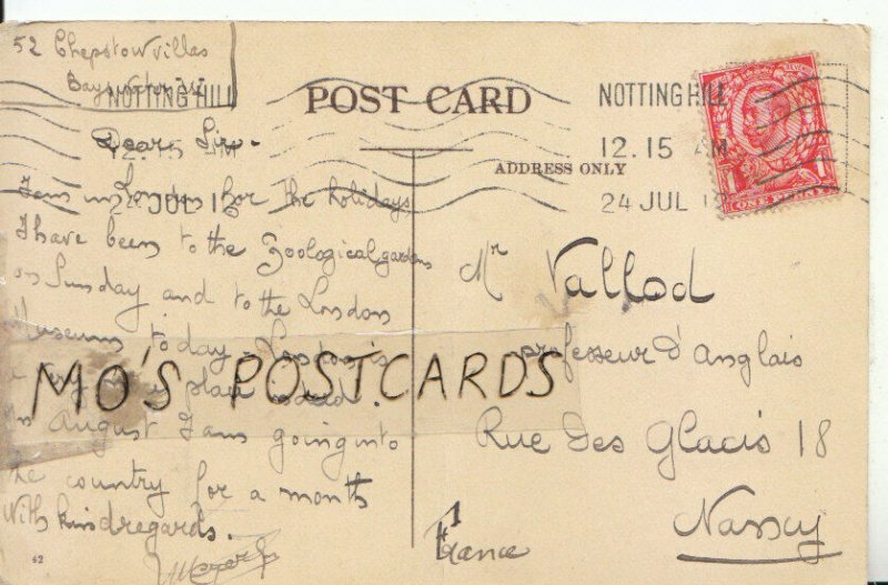 Genealogy Postcard - Vallod - Res Des Glacis 18 - Nancy - France - Ref 8930A