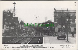 Kent Postcard-Kent Coast Floods,Faversham Train Station,34070 Manston RS30898