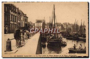 Postcard Old Croisic Port between Boston Beach and Place d & # 39Aiguillon Ch...