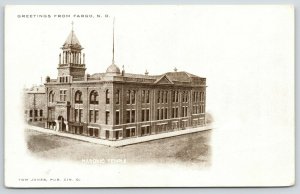 Fargo ND~Masonic Temple w/o Addition~1st Avenue~Now Parking Lot~Razed 1968~c1903
