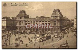 Old Postcard Brussels North Station Tramway