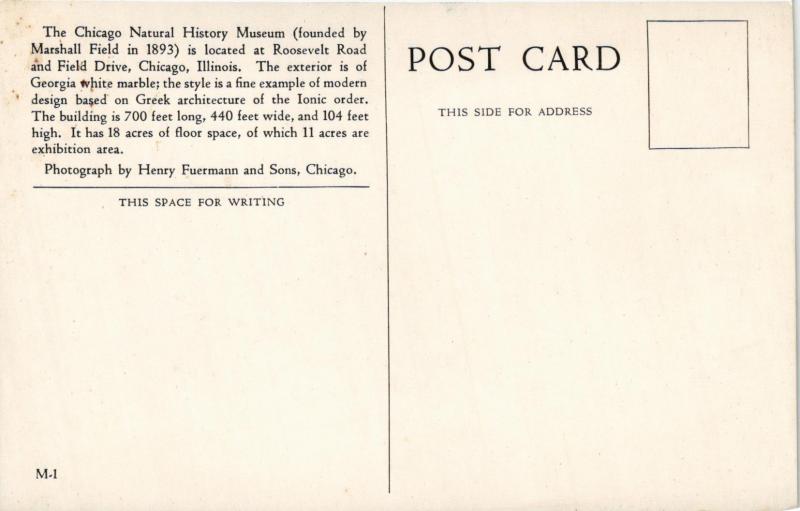 CHICAGO NATURAL HISTORY MUSEUM ILLINOIS