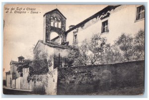 Siena Tuscany Italy Postcard Via Dei Tufi Church of San Crispino Siena c1910