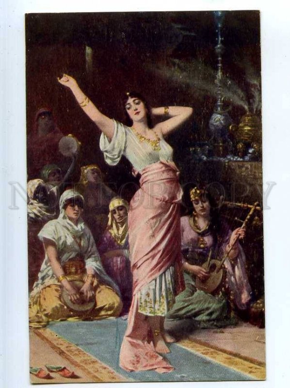 226568 BELLY DANCER HAREM Musician OPIUM by SICHEL vintage PC 