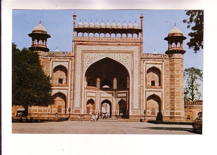 People in Front of Closeup of Taj Mahal, Agra, India