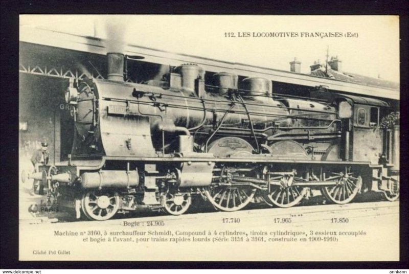 TRAIN LOCOMOTIVE ENGINE (112) Les Locomotives Francaises (Est) Machine no 3160