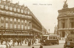 Postcard RPPC 1920s France Paris Opera House bus Cafe restaurant FR24-3333