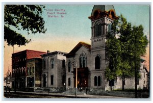 1912 Linn County Court House Panoramic View Marion Iowa IA Antique Postcard