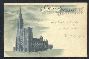 1899 GRUSS AUS STRASSBURG GERMANY KIRKE CHURCH VINTAGE POSTCARD GERMAN