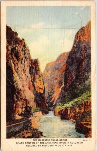 Majestic Royal Gorge Grand Canyon Arkansas River Colorado Antique Postcard DB 