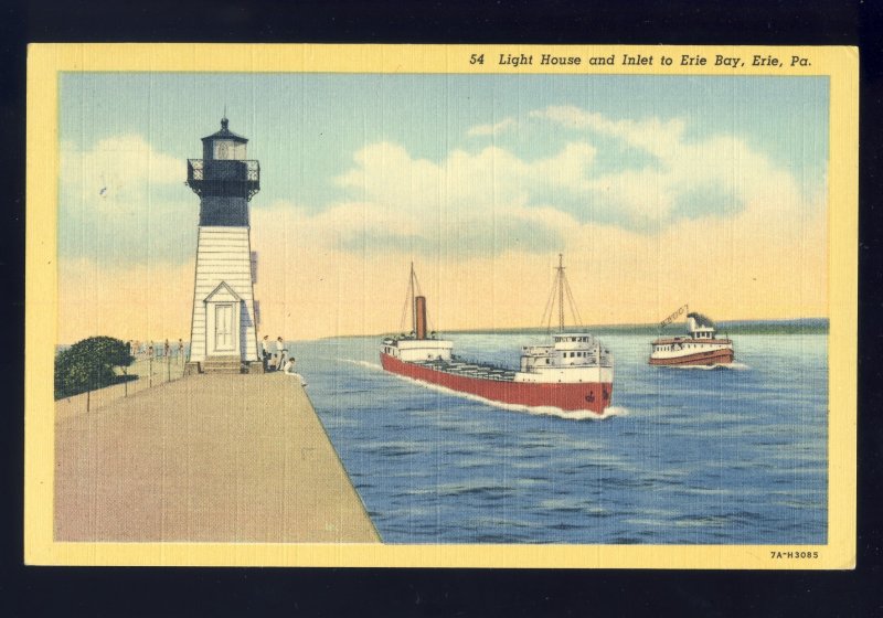 Erie, Pennsylvania/PA/Penn Postcard, Lighthouse/Light,  Inlet To Erie Bay