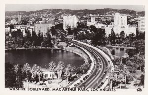 California Los Angeles MacArthur Park & Wilshire Boulevard Real Photo