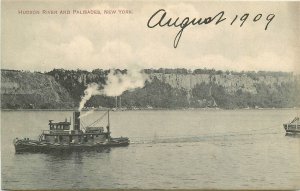 Postcard 1909 New York Hudson River Palisades boats Hagemeister 23-11540
