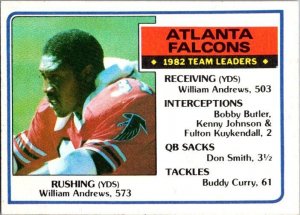 1983 Topps Football Card Atlanta Falcons 1982 Team Leaders