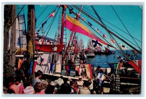 1973 Fishing Boats Blessing of the Fleet Cape Cod Massachusetts Antique Postcard