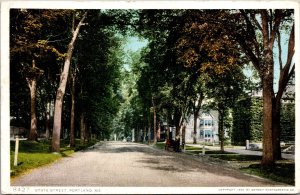 Vtg Portland Maine ME State Street View 1909 Old Detroit Publishing Postcard
