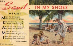 Vintage Postcard 1948 Sand in My Shoes Miami Poem by Letha Madden Florida FL