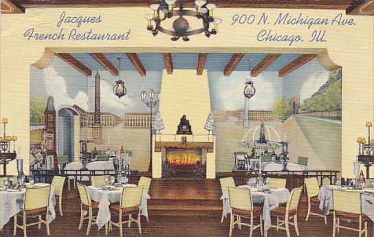 Illinois Chicago Interior Jacques French Restaurant 1941 Curteich