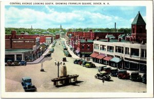 Central Avenue Looking South Showing Franklin Square Dover NH c1937 Postcard U22