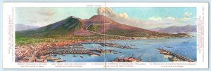 Double Postcard MT. VESUVIUS RAILWAY from Naples, Italy ~ EREMO HOTEL Funicular 