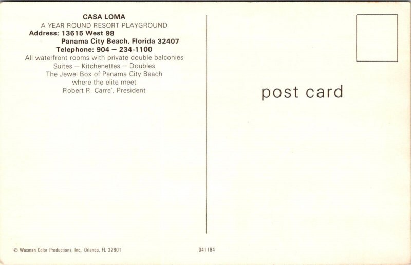 Casa Loma Resort, Panama City Beach FL Vintage Postcard T74