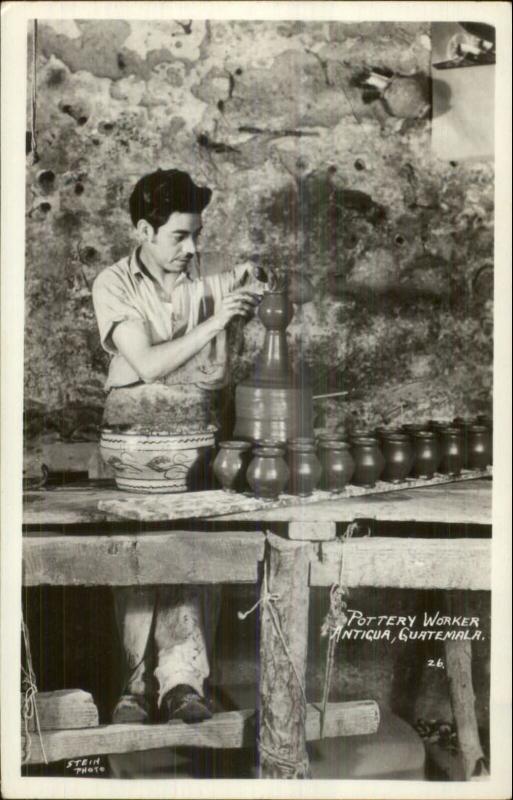 Antigua Guatemala Native Pottery Maker Potter Ethnic Ethnography RPPC Postcard