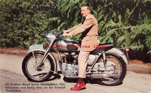 Advertising Postcard, Triumph Thunderbird Motorcycle, Television Gil Stratton