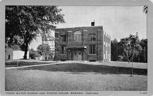 Town Water Works Power House Bremen Indiana postcard