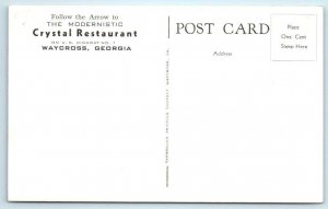 WAYCROSS, Georgia GA ~ Roadside CRYSTAL RESTAURANT Waitress c1940s Postcard 