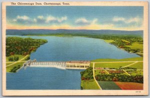 Vtg Chattanooga Tennessee TN The Chicamauga Dam 1940s Linen View Postcard