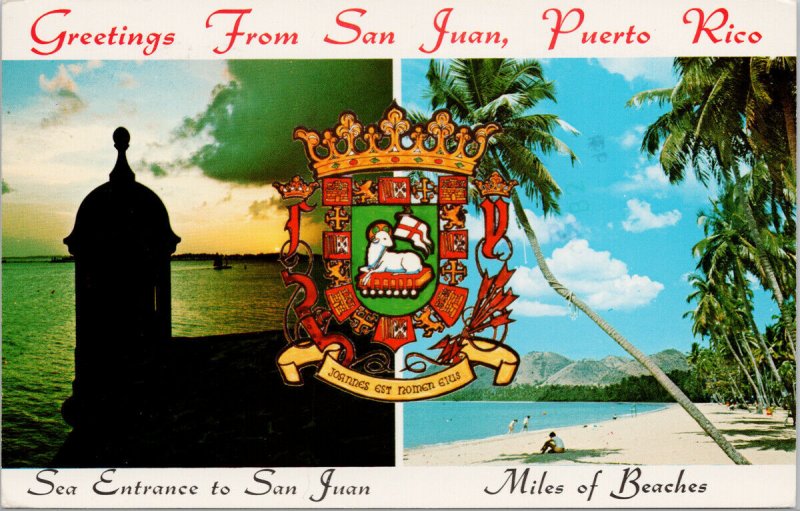 San Juan Puerto Rico Entrance Beaches Greetings Oliver Holmes Stamp Postcard E88