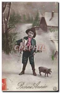 Old Postcard Cochon Pig Child
