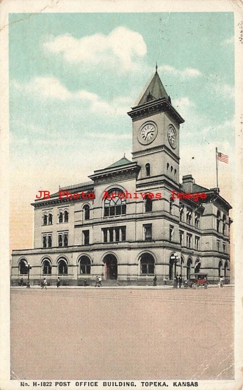 8 Postcards, Topeka Kansas, Library-Post Office-Street Scene-YWCA-Pool