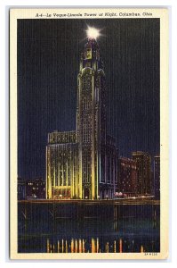 Le Veque-Lincoln Tower At Night Columbus Ohio Postcard