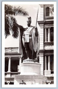 1950's RPPC HAWAII KING KAMEHAMEHA STATUE REAL PHOTO POSTCARD