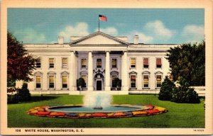 White House Washington Dc Linen Flag Virginia Freestone Unposted Vtg Postcard