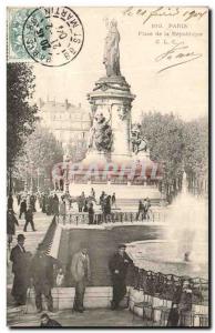 Old Postcard Paris Place de la Republique