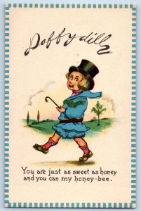 Daffodils Postcard Little Boy Quote You Are Just As Sweet As Honey c1910's