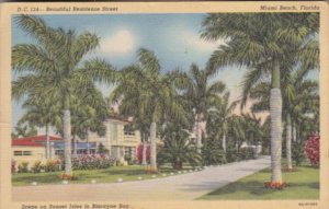 Florida Miami Beach Residence Street On Sunset Isles 1946 Curteich