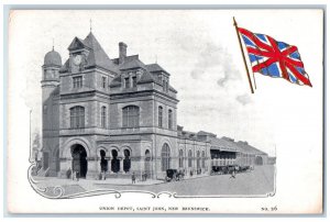 Saint John New Brunswick Canada Postcard Union Depot Label Wording c1905