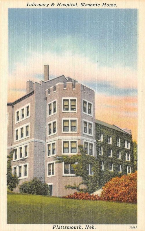 PLATTSMOUTH, NE Nebraska  INFIRMARY & HOSPITAL~MASONIC HOME  c1940's Postcard