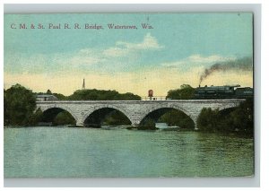 c.1913 Postcard Chicago MiL. & St. Paul R.R. Bridge Watertown Wisconsin Crossing