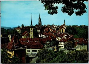 Postcard Switzerland Bern birds eye view of city rooftops