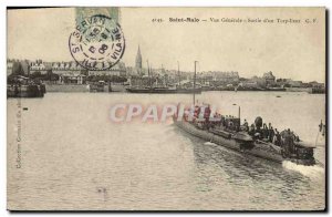 Postcard Old Saint Malo Vue Generale output of a torpedo boat