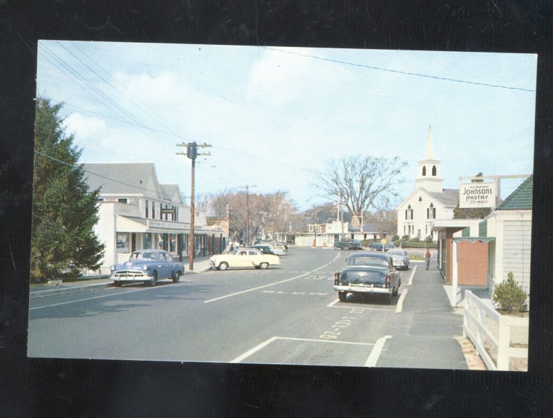 OSTERVILLE MASSACHUSETTS DOWNTOWN STREET SCENE OLD CARS VINTAGE POSTCARD